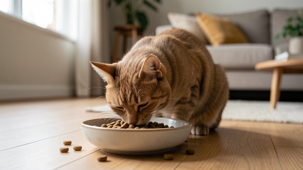 キャットフードを食べる猫の様子