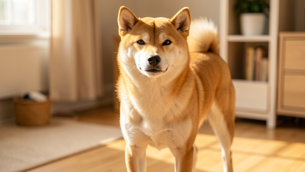 健康な被毛の柴犬のクローズアップ写真