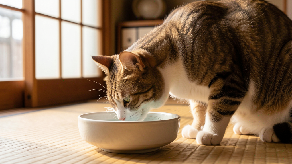 水を飲む猫と猫の泌尿器ケア