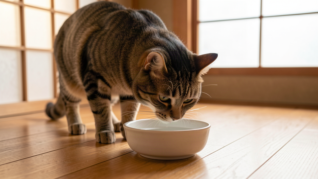 猫が水を飲んでいる様子